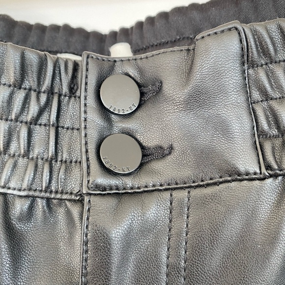 Abercrombie & Fitch Women's Black Fauxleather Joggers - Picture 3 of 6